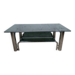 Table basse chrome double plateau en verre fum annes 70