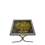 Table basse circa 1930 fer forg� et verre