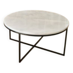 Table basse circulaire marbre de carrare 80 cm d