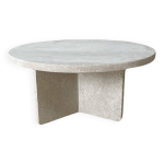 Table basse circulaire thaly - travertin naturel