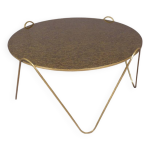 Table basse circulaire en verre églomisé doré et laiton, italie années 60 Table basse circulaire en verre églomisé doré et laiton, italie années 60