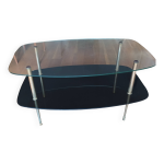 Table basse cocktail 1960 deux plateaux pieds laiton Table basse cocktail 1960 deux plateaux pieds laiton