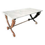 Table basse cols de cygnes fonte et marbre