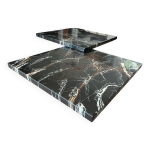 Table basse composée de deux tables design en faux marbre reposant sur piètements chromés de willy rizzo ... Table basse composée de deux tables design en faux marbre reposant sur piètements chromés de willy rizzo ...