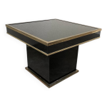 Table basse console appoint en laque noire et laiton Table basse console appoint en laque noire et laiton