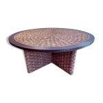 Table basse en corde tresse et rotin