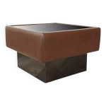 Table basse cuir et verre noir