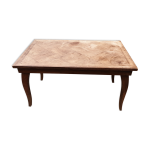 Table basse à décor géométrique noyer massif Table basse à décor géométrique noyer massif