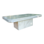 Table basse design italien en marbre blanc veiné de gris Table basse design italien en marbre blanc veiné de gris