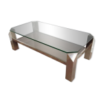 Table basse design octogonale chrome  plateaux de verre et miroir