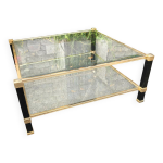 Table basse  deux niveaux pierre vandel mtal laqu verre