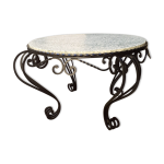 Table basse e marbre et en fer forg