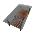 Table basse fer forg� et cuir , travail brutaliste ann�es 70
