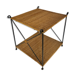 Table basse en fer forg� et osier tress� ann�es 50 - 60