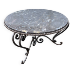 Table basse en fer forg� et plateau marbre