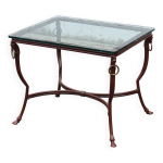Table basse en fer et verre français - table de cocktail - table de salon - années 80 Table basse en fer et verre français - table de cocktail - table de salon - années 80