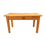 Table basse de ferme ancienne en bois massif, 1 tiroir