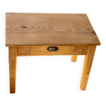 Table basse de ferme ancienne en bois massif brut 1 tiroir