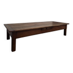 Table basse de ferme rustique deux tiroirs chne massif 19me - 1m97