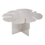 Table basse feuille monstera acier inox bross� design sculptural