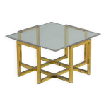 Table basse géométrique de style régence en laiton patiné, années 1970 Table basse géométrique de style régence en laiton patiné, années 1970