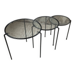 Tables basses gigogne mtal et verre annes 50