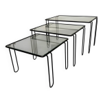 Table basse gigogne en mtal et verre design italien annes 80 vintage