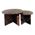 Tables basses gigognes rondes en marbre rouge rosso levanto Tables basses gigognes rondes en marbre rouge rosso levanto