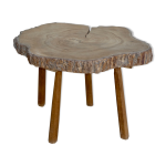 Table basse guridon en bois brut tronc d'arbre