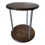 Table basse guridon sellette vintage art dco tube mtal plateau bois