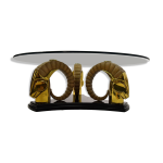 Table basse hollywood regency vintage en laiton et verre Table basse hollywood regency vintage en laiton et verre