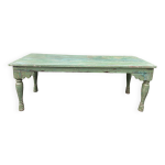 Table basse indienne en teck laqu vert