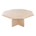 Table basse italienne en travertin avec fossiles Table basse italienne en travertin avec fossiles