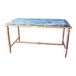 Table basse laiton massif et marbre vert