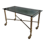 Table basse laiton & verre fumé, design néoclassique Table basse laiton & verre fumé, design néoclassique