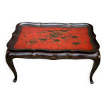 Table basse en laque chinoise noir et rouge du xixe avec plateau independan