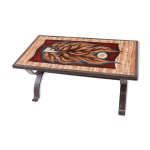 Table basse en lave émaillée signée jean jaffeux Table basse en lave émaillée signée jean jaffeux