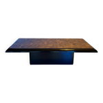 Table basse loupe d orme et bois laqu noir, annes 80