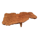 Table basse en loupe d'orme vintage 60