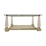 Table basse lucite laiton et verre ob�lisque ann�es 1970