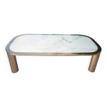 Table basse en marbre et acier chromé, design italien 1970 Table basse en marbre et acier chromé, design italien 1970