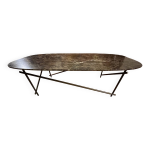 Table basse en marbre emperador et pieds en bronze