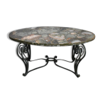 Table basse en marbre et fer forgé 1950 Table basse en marbre et fer forgé 1950