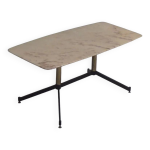 Table basse en marbre italien, style gio ponti, mtal et laiton, annes 1960