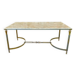 Table basse en marbre et laiton vintage circa 60 s