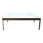 Table basse en mélaminé blanc et acier chromé Table basse en mélaminé blanc et acier chromé