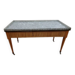 Table basse en merisier style louis xvi dessus marbre