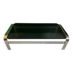 Table basse en m�tal chrom� et verre fum�