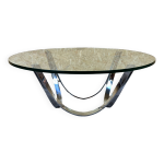 Table basse en métal chromé et verre fumé par werner lindner pour bacher space age Table basse en métal chromé et verre fumé par werner lindner pour bacher space age