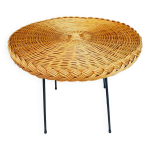 Table basse en m�tal et rotin